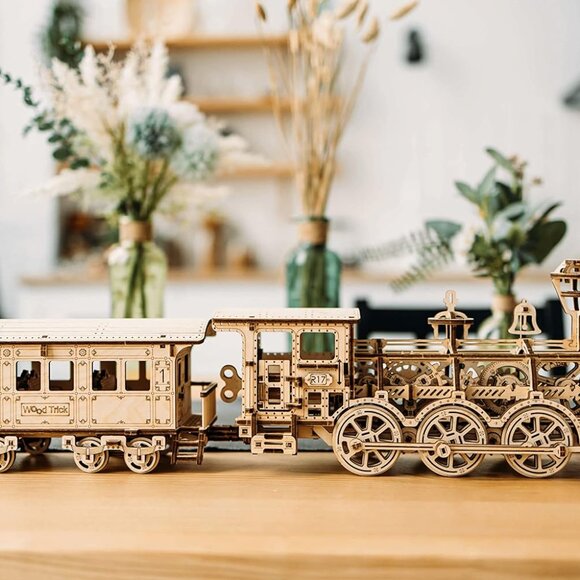 3D Wooden Puzzle - 34"x7″ Wooden Train - Engineering DIY Wooden Model for Adults - Picture 3 of 10